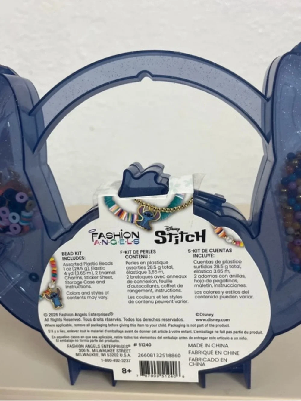 Disney Stitch Blue Bead Case Jewelry Set with Multicolor Beads